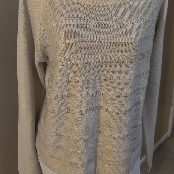 AB Studio Beige Sweater with Sparkles & Silky Under Shirt XL - Picture 3 of 5